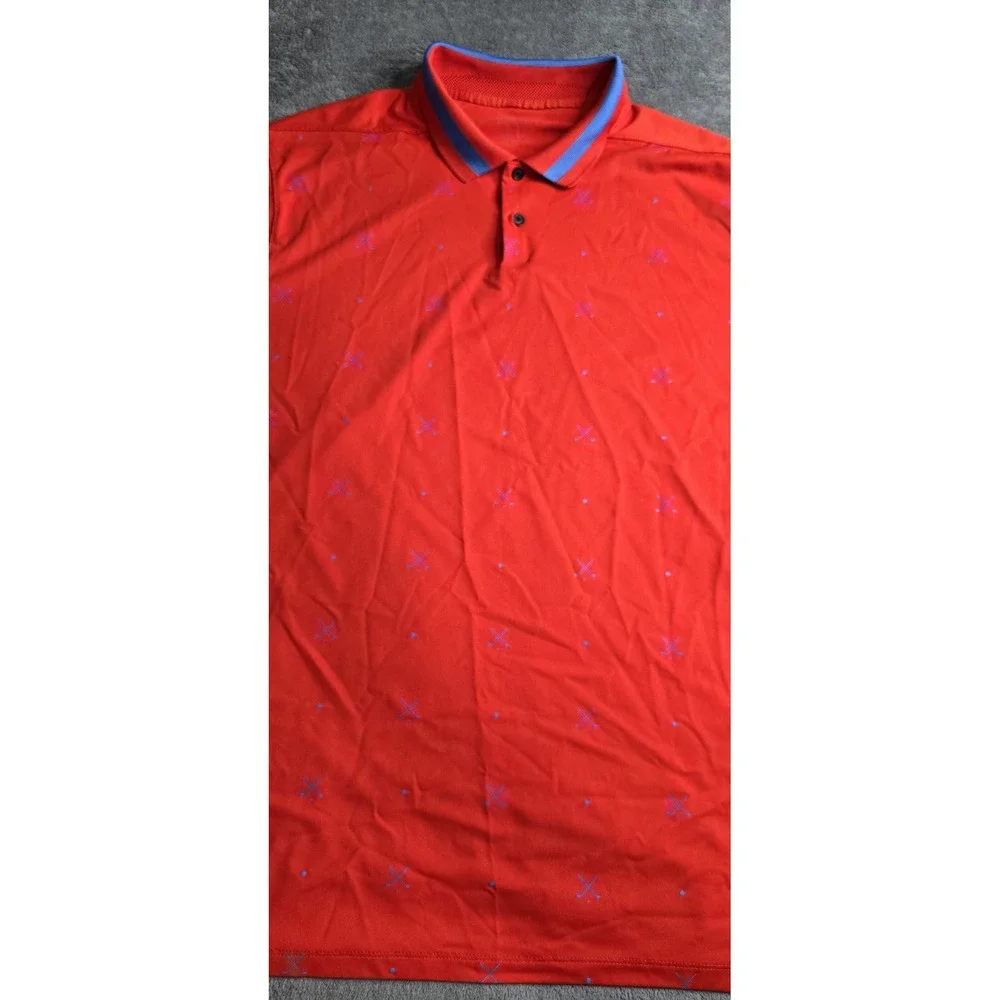 Nike Dri-Fit Vapor Polo Shirt Golf Club All Over Print Red Blue Mens XL